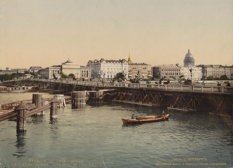 Плашкоутный Дворцовый мост и Адмиралтейская набережная, 1896, Фотография 16х22